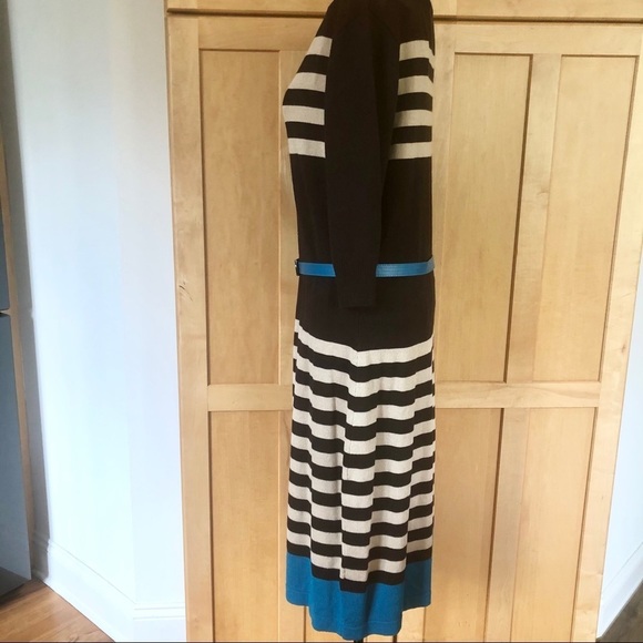 Allison Brittney Brown Tan Teal Sweater Dress Large - Picture 3 of 8